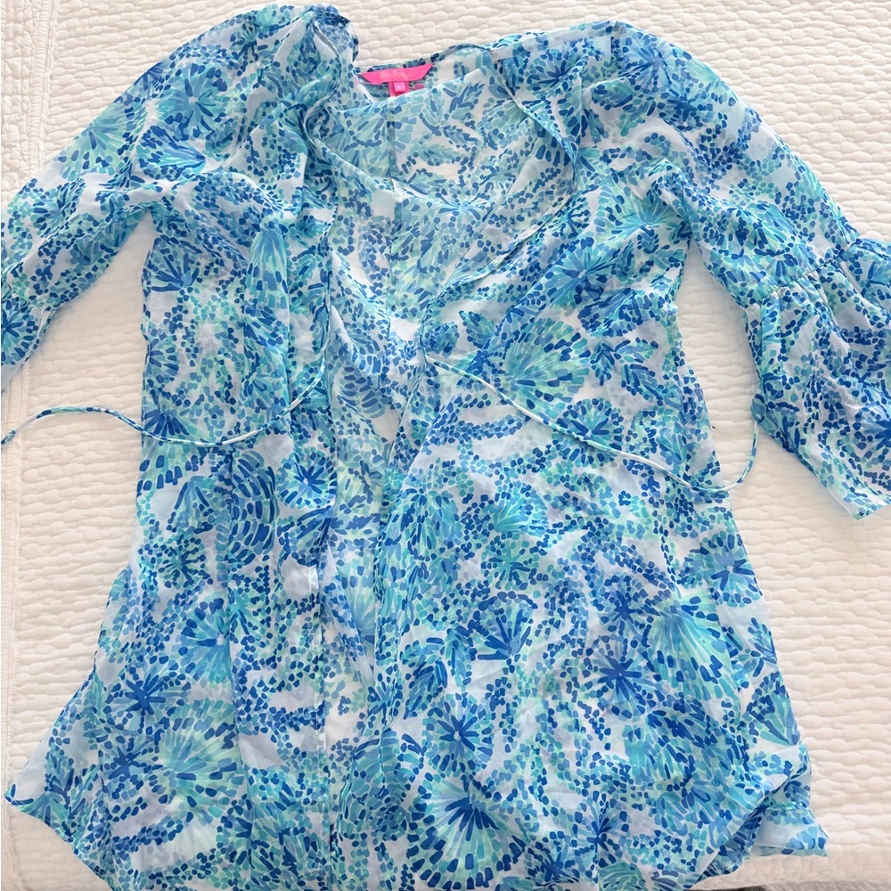 Lilly Pulitzer Blue Floral Swim Coverup
